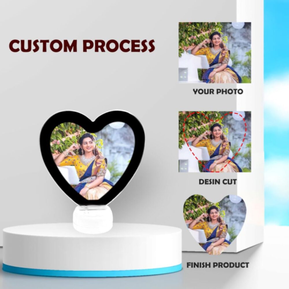 Customized Magic Mirror Lamp Heart Shape