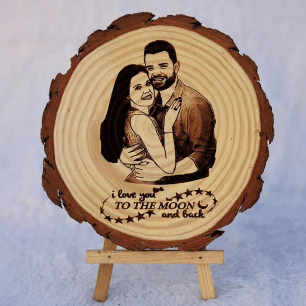 engraved wooden slice