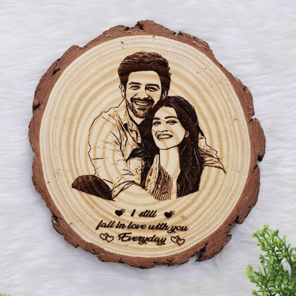 engraved wooden slice