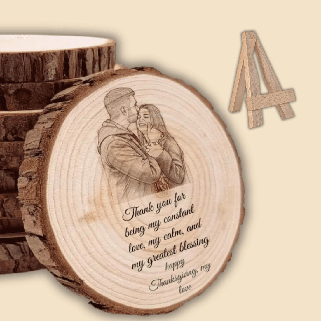 engraved wooden slice